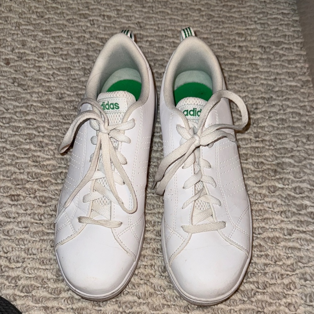 Adidas White Sneakers with Green Accents